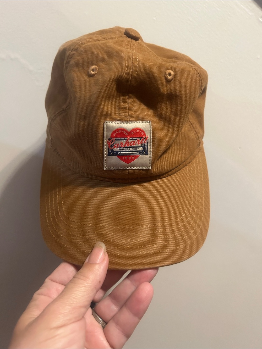 Carhartt Brown/Tan Canvas Strapback Cap with Heart Patch